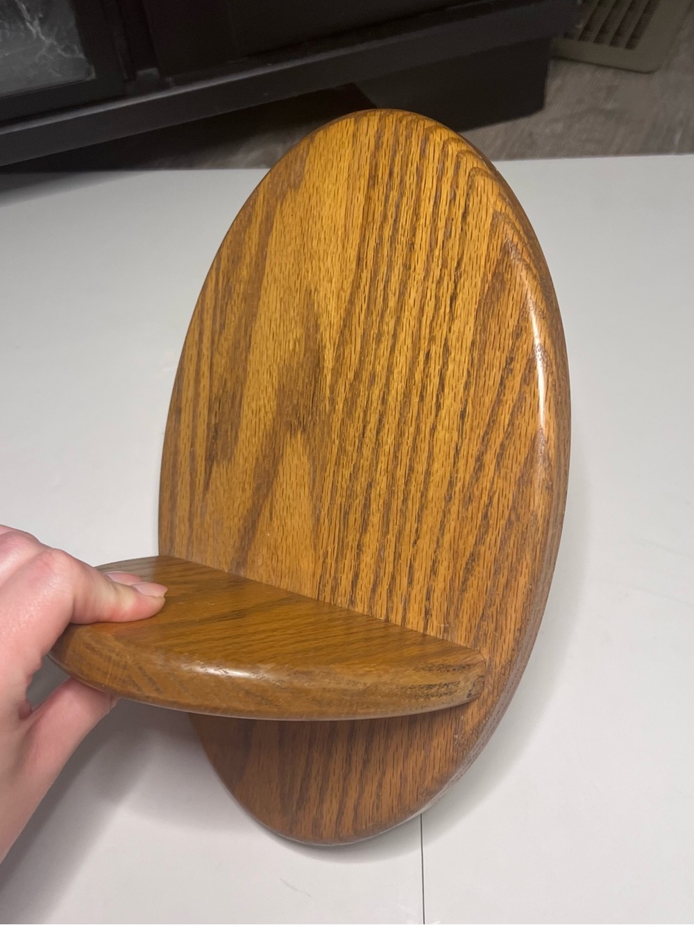 Solid Wood Wall-Mounted Display Shelf - Honey Brown